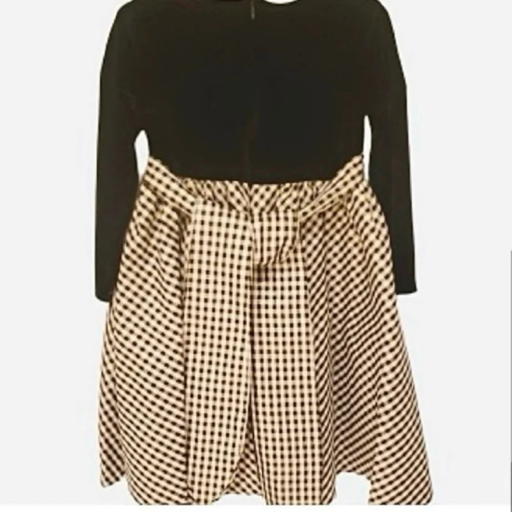 Swea' Pea & Lilli- Black Velvet with Gold and Black Plaid Bottom Toddler Dress - Picture 2 of 8